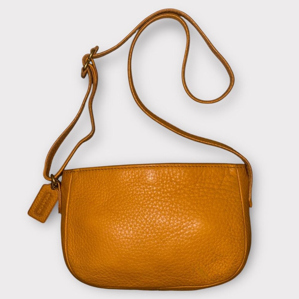 VTG Coach Sonoma Mini Zip 4313 Marigold Natural Grain Leather Crossbody Bag 90s - Picture 3 of 8